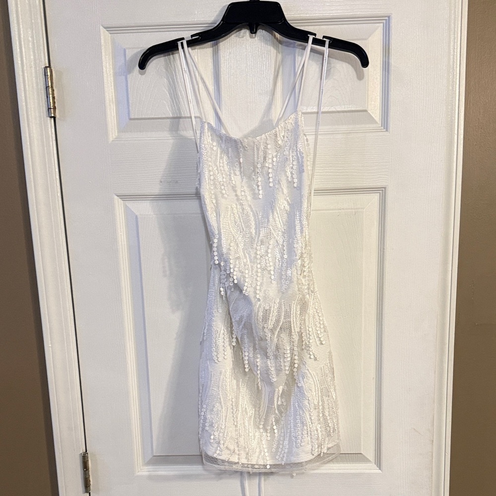 Lulu's White Sequin Mini Dress